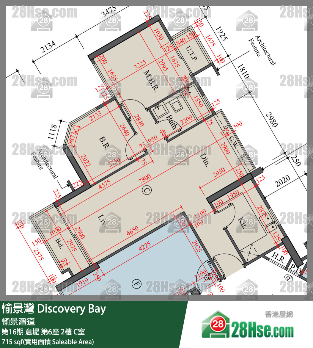 愉景灣 第16期 意堤第6座2樓 C室 平面圖