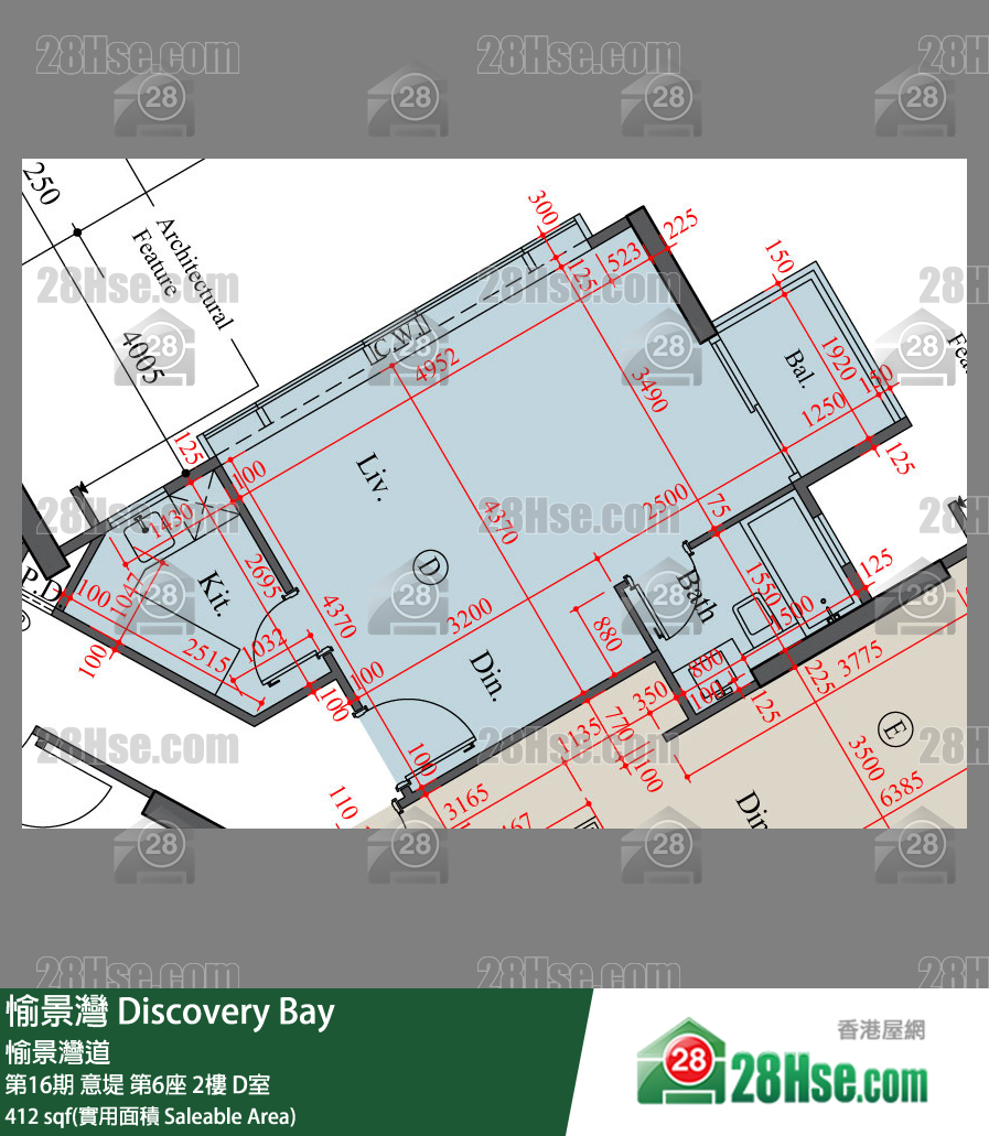 愉景灣 第16期 意堤第6座2樓 D室 平面圖