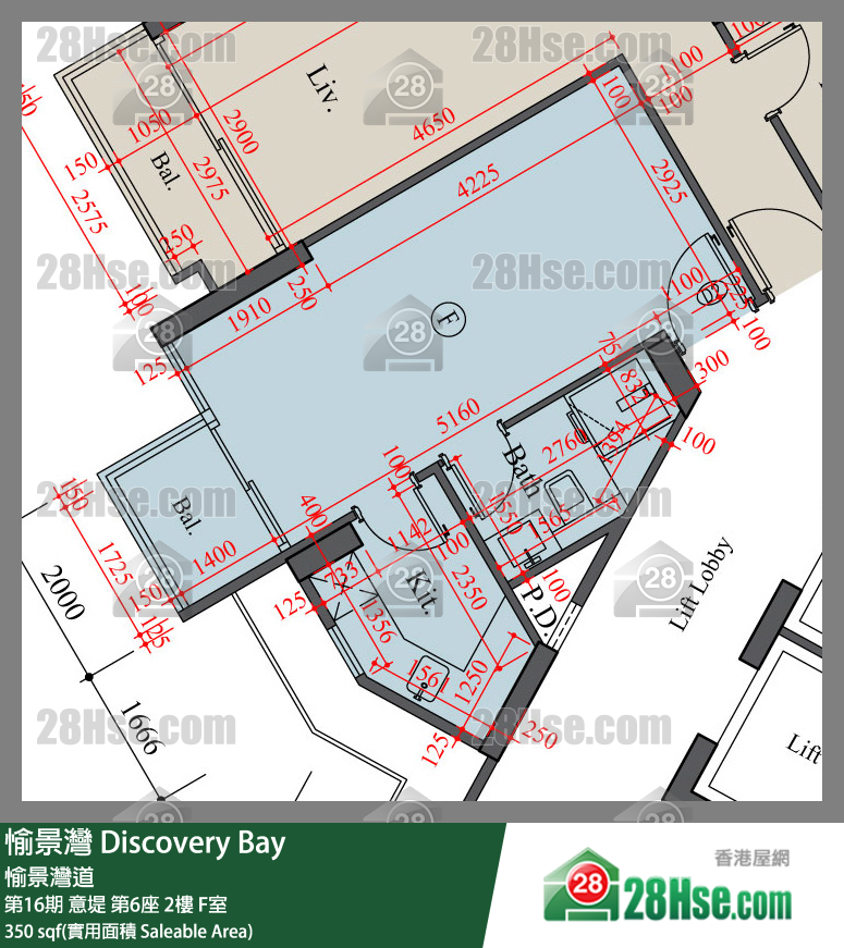 愉景灣 第16期 意堤第6座2樓 F室 平面圖