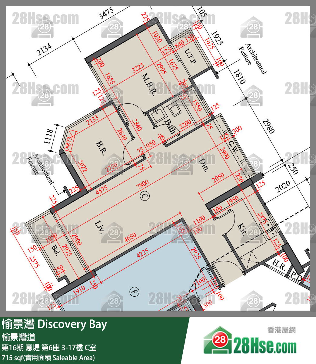 愉景灣 第16期 意堤第6座15樓 C室 平面圖