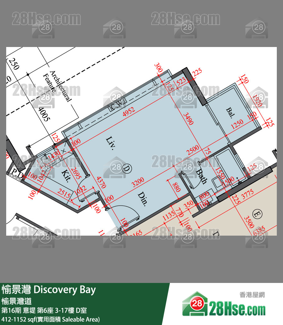 愉景灣 第16期 意堤第6座8樓 D室 平面圖
