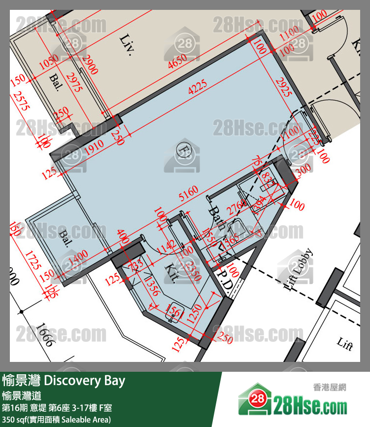 愉景灣 第16期 意堤第6座12樓 F室 平面圖