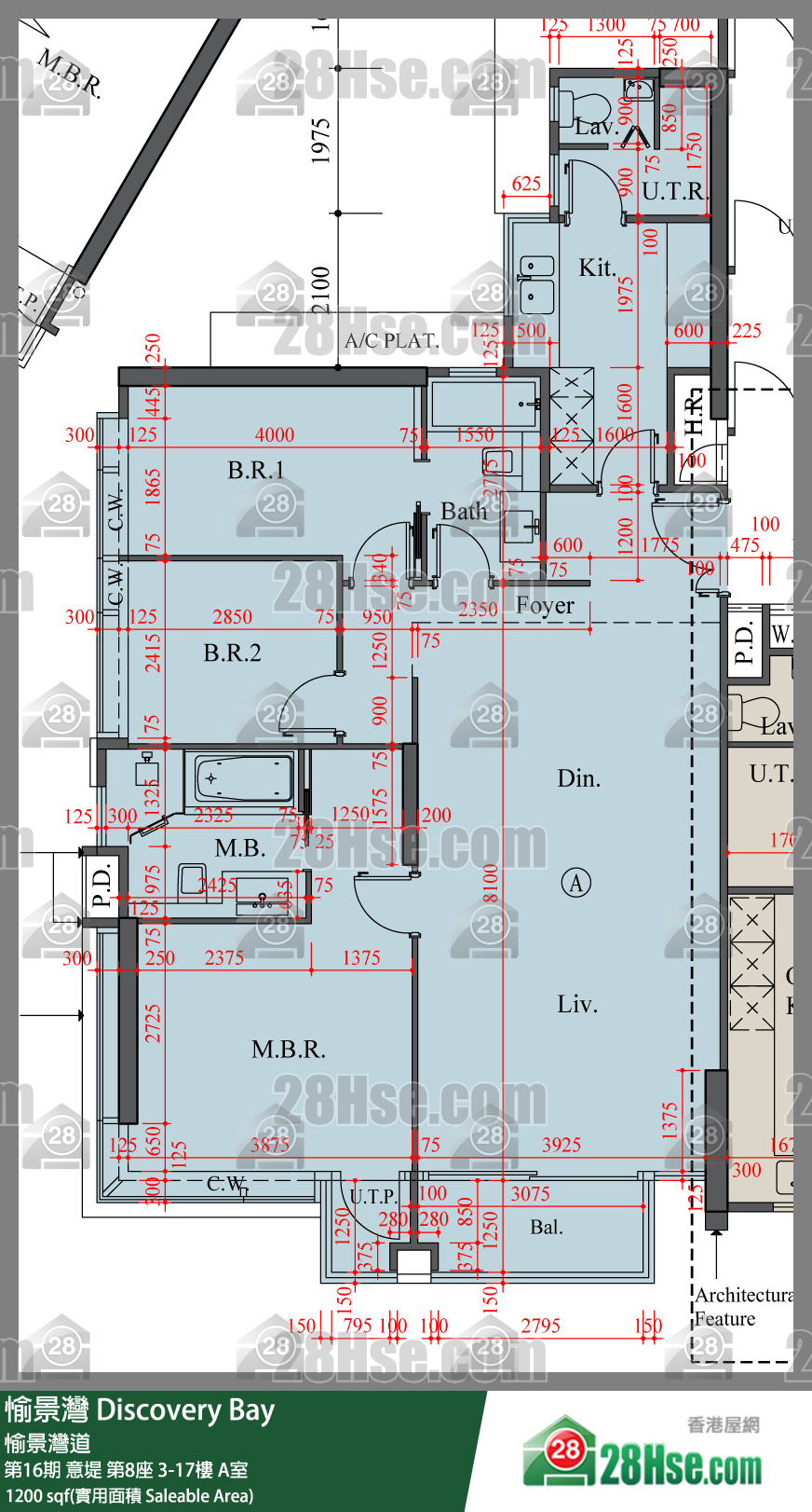 愉景灣 第16期 意堤第8座3樓 A室 平面圖