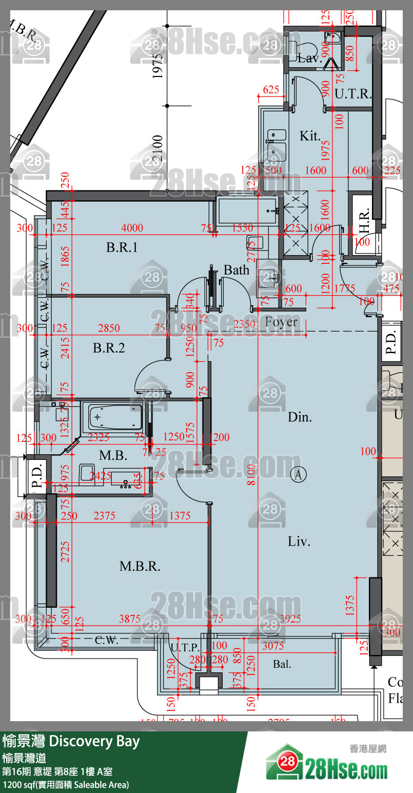 愉景灣 第16期 意堤第8座1樓 A室 平面圖