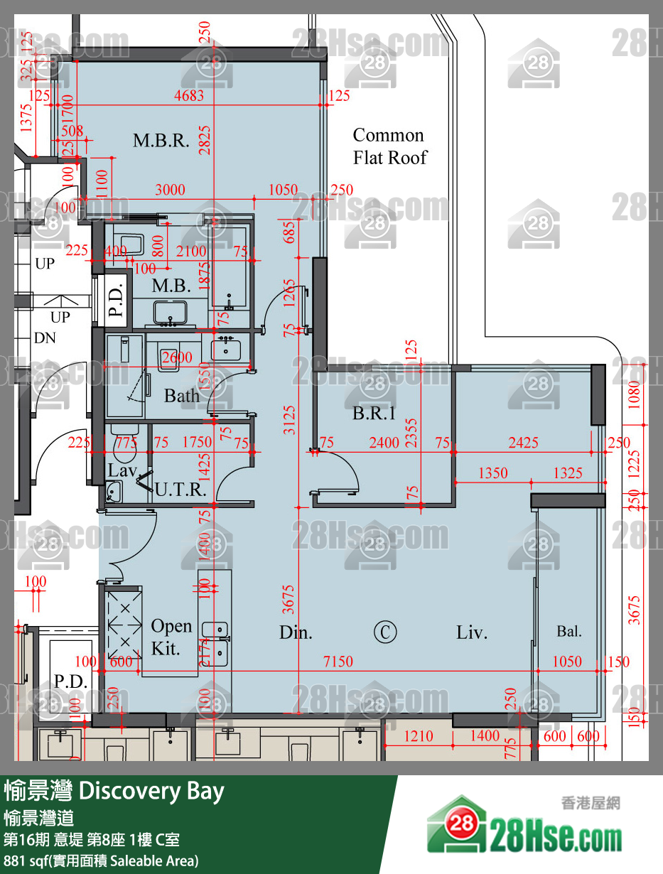 愉景灣 第16期 意堤第8座1樓 C室 平面圖