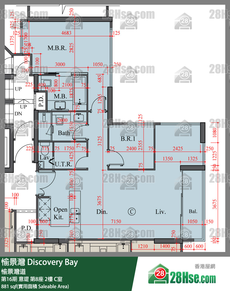 愉景灣 第16期 意堤第8座2樓 C室 平面圖