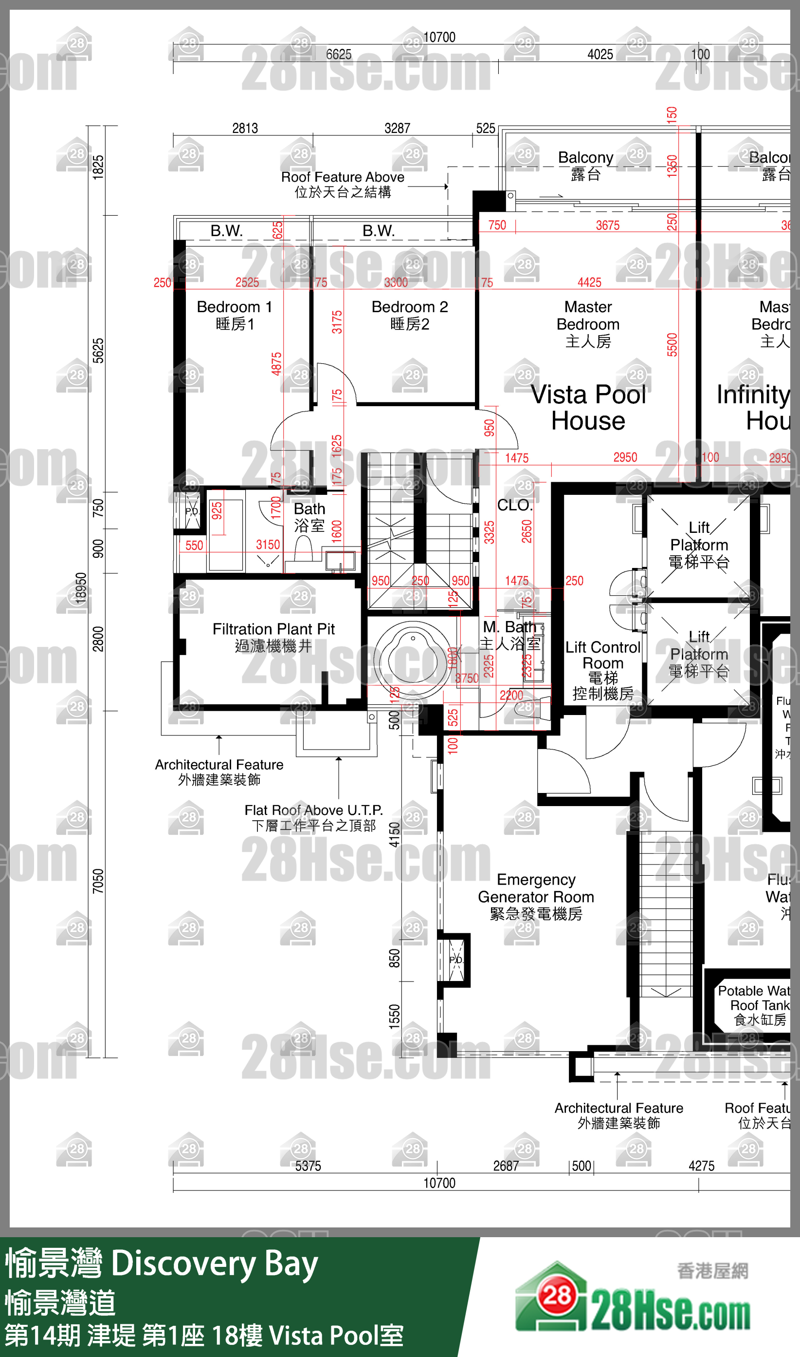 愉景灣 第14期 津堤第1座18樓 Vista Pool室 平面圖