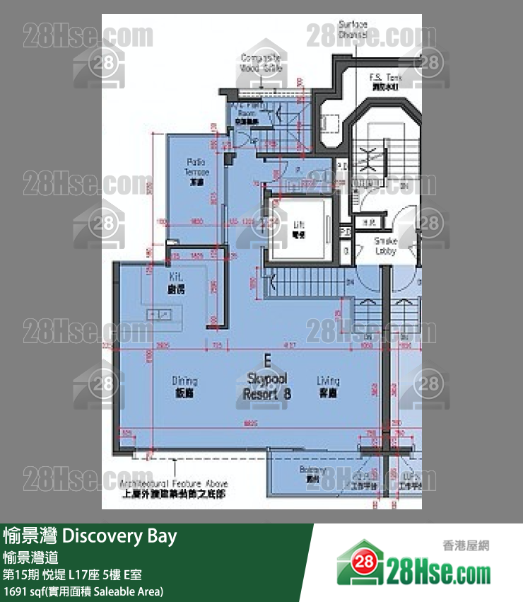 愉景灣 第15期 悅堤L17座5 E室 平面圖