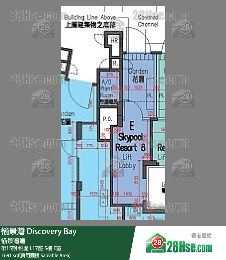 愉景灣 第15期 悅堤L17座5 E室 平面圖
