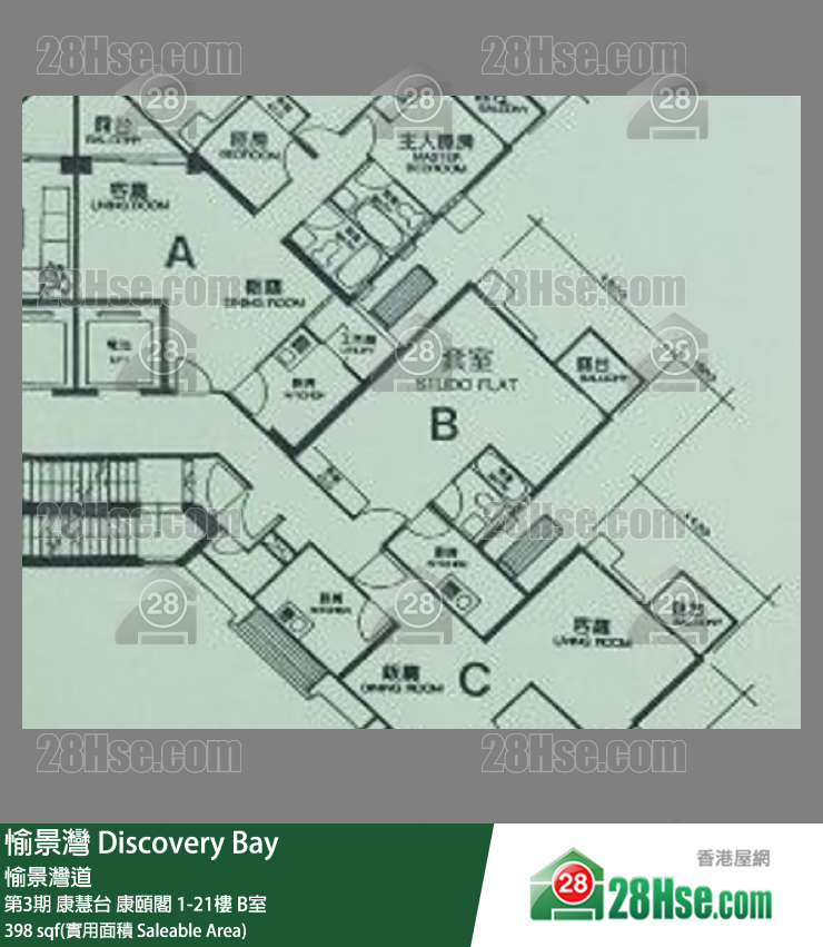愉景灣 第3期 康慧台康頤閣2樓 B室 平面圖