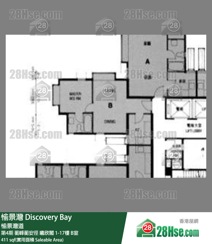 愉景灣 第4期 蘅峰蘅安徑曦欣閣17樓 B室 平面圖