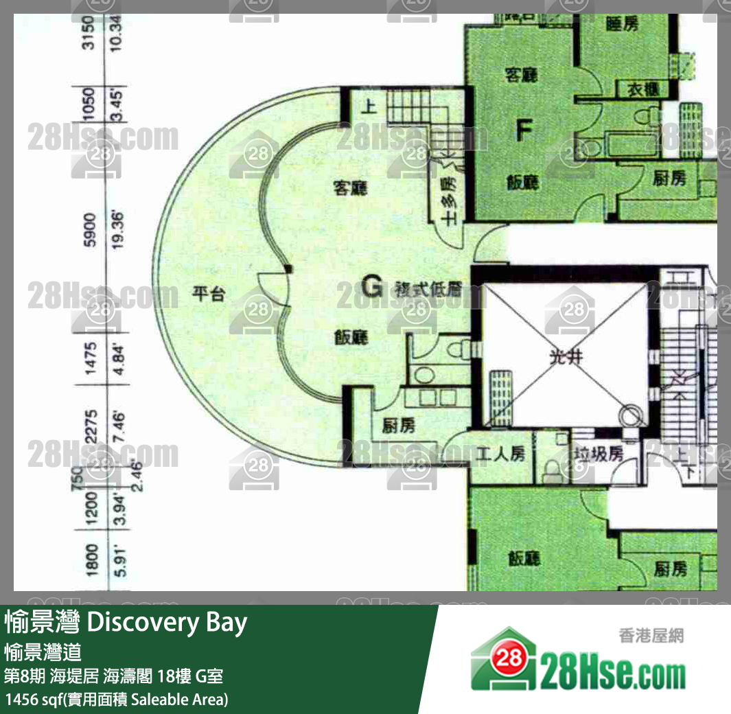 愉景灣 第8期 海堤居海濤閣18樓 G室 平面圖