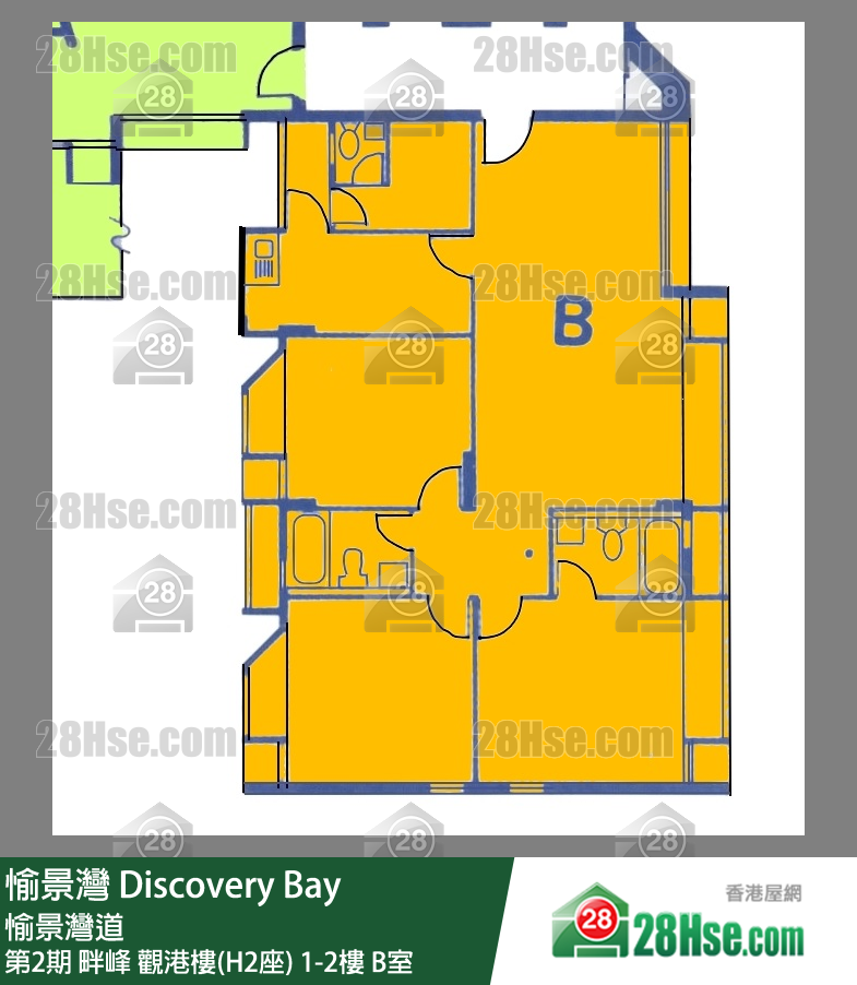 愉景灣 第2期 畔峰觀港樓(H2座)2樓 B室 平面圖