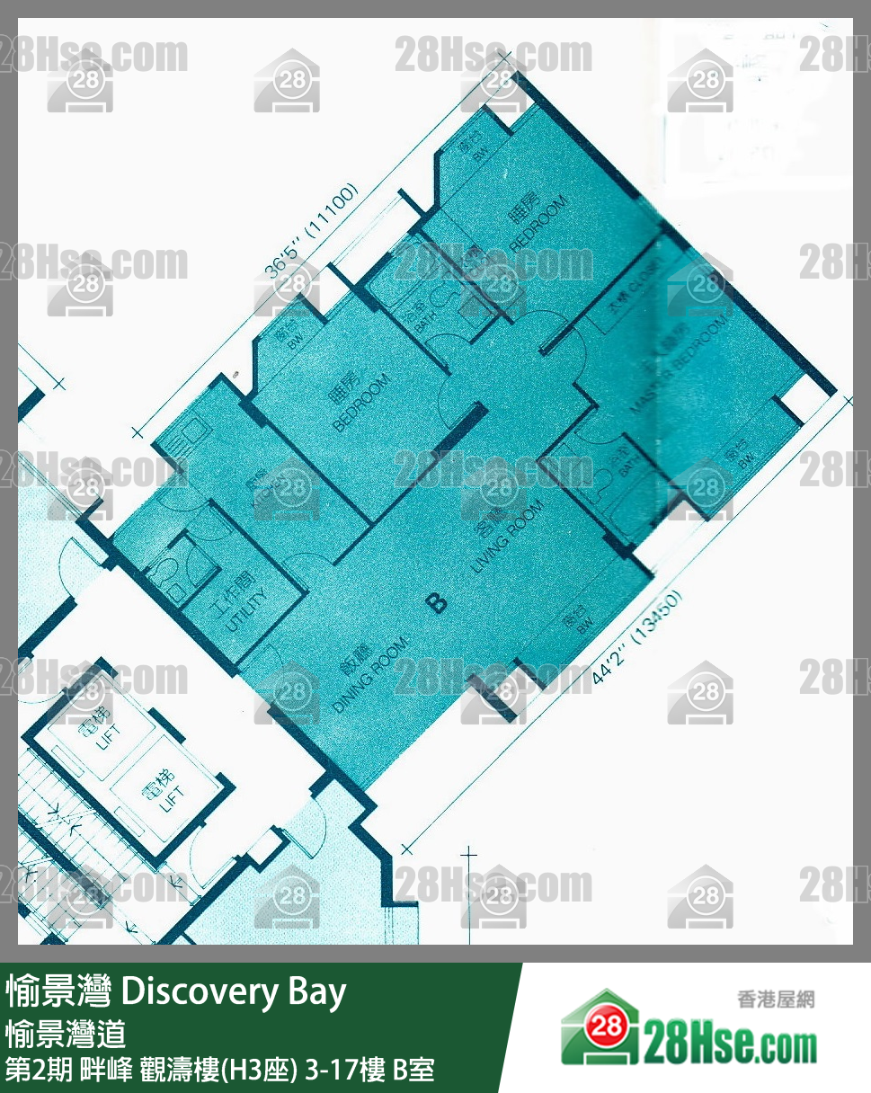 愉景灣 第2期 畔峰觀濤樓(H3座)10樓 B室 平面圖