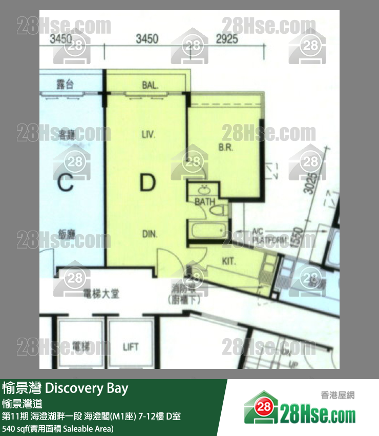 愉景灣 第11期 海澄湖畔一段海澄閣(M1座)11樓 D室 平面圖