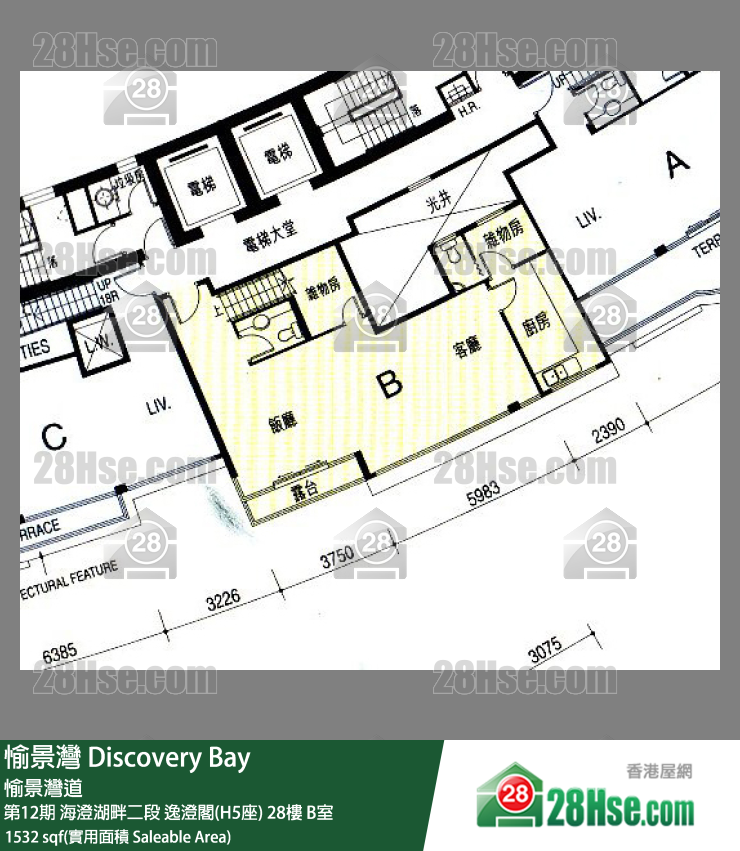 愉景灣 第12期 海澄湖畔二段逸澄閣(H5座)28樓 B室 平面圖