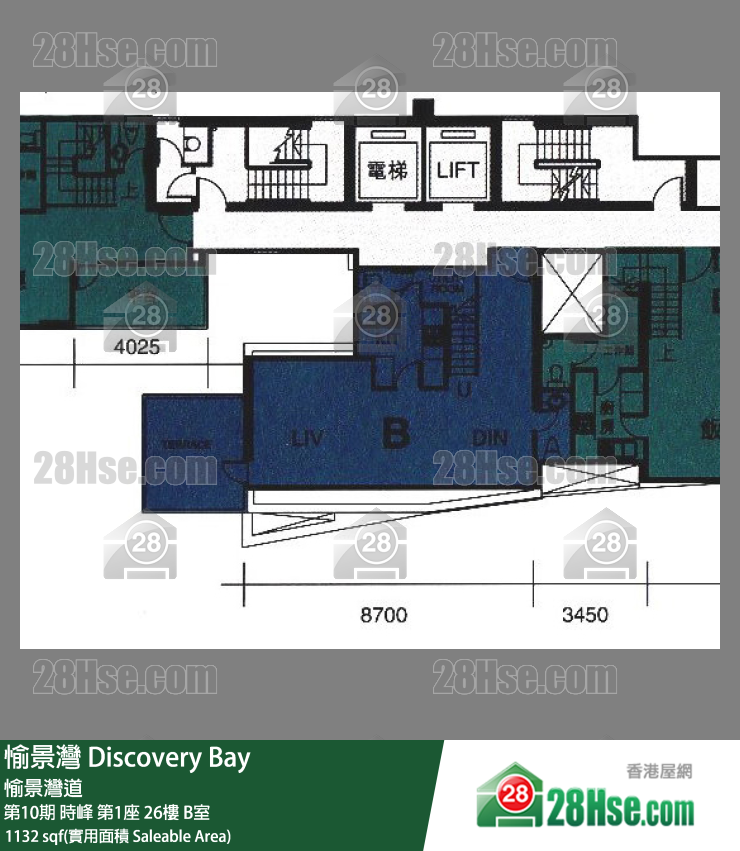 愉景灣 第10期 時峰第1座26樓 B室 平面圖