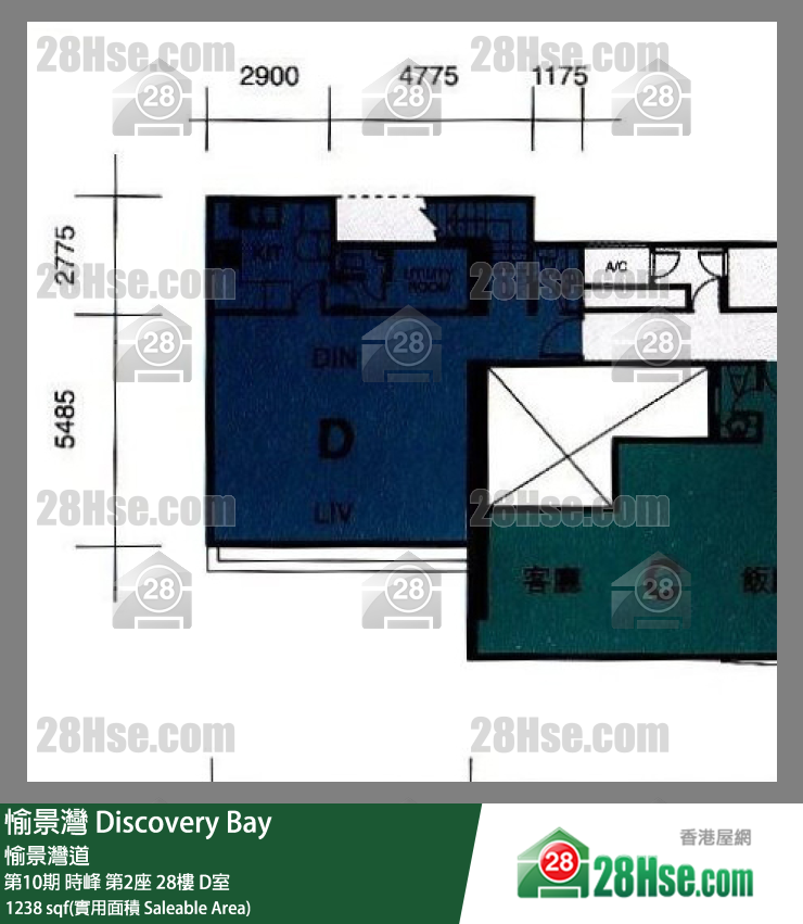 愉景灣 第10期 時峰第2座28樓 D室 平面圖