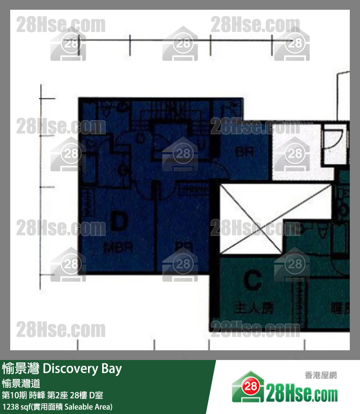 愉景灣 第10期 時峰第2座28樓 D室 平面圖
