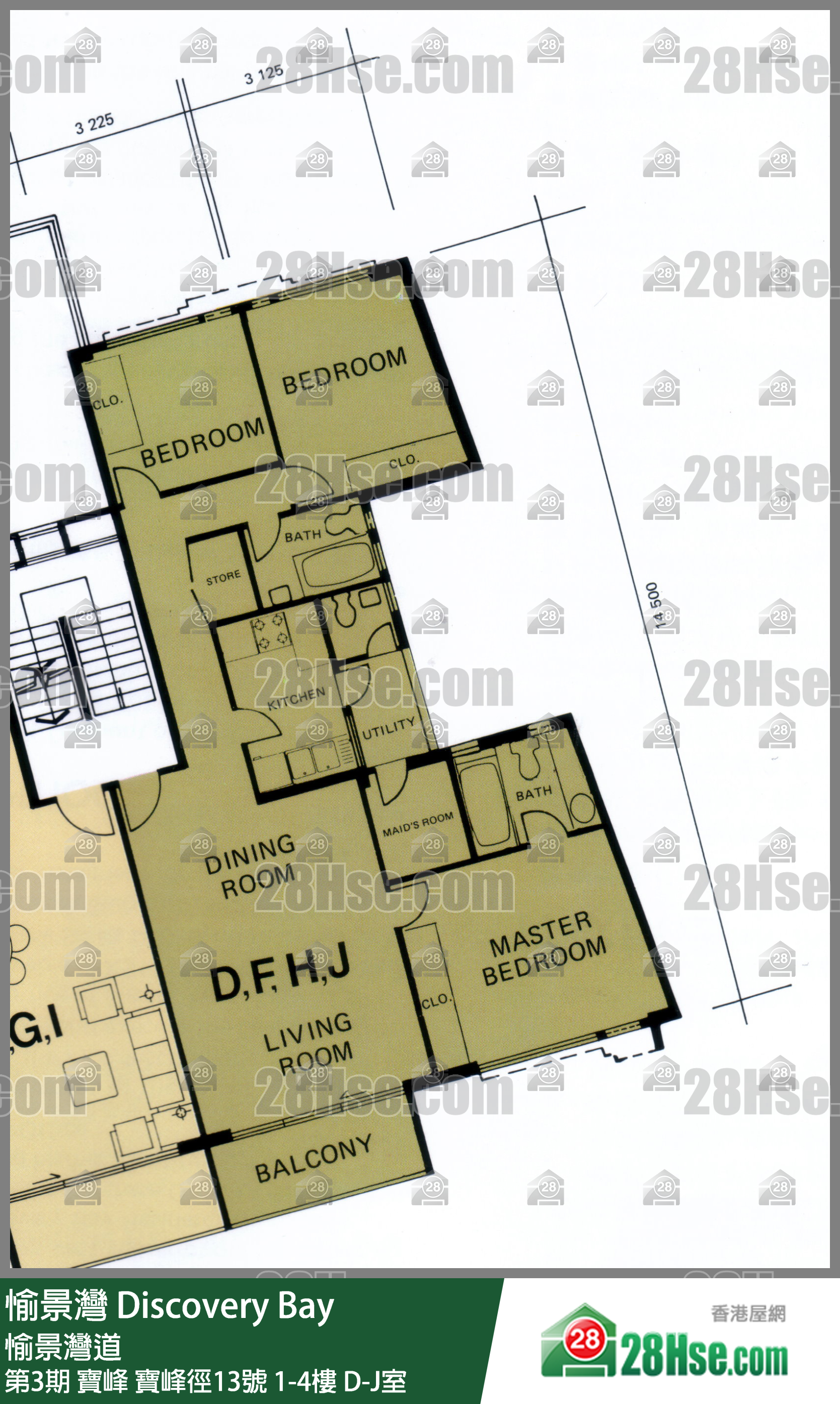 愉景灣 第3期 寶峰寶峰徑13號4樓 D室 平面圖