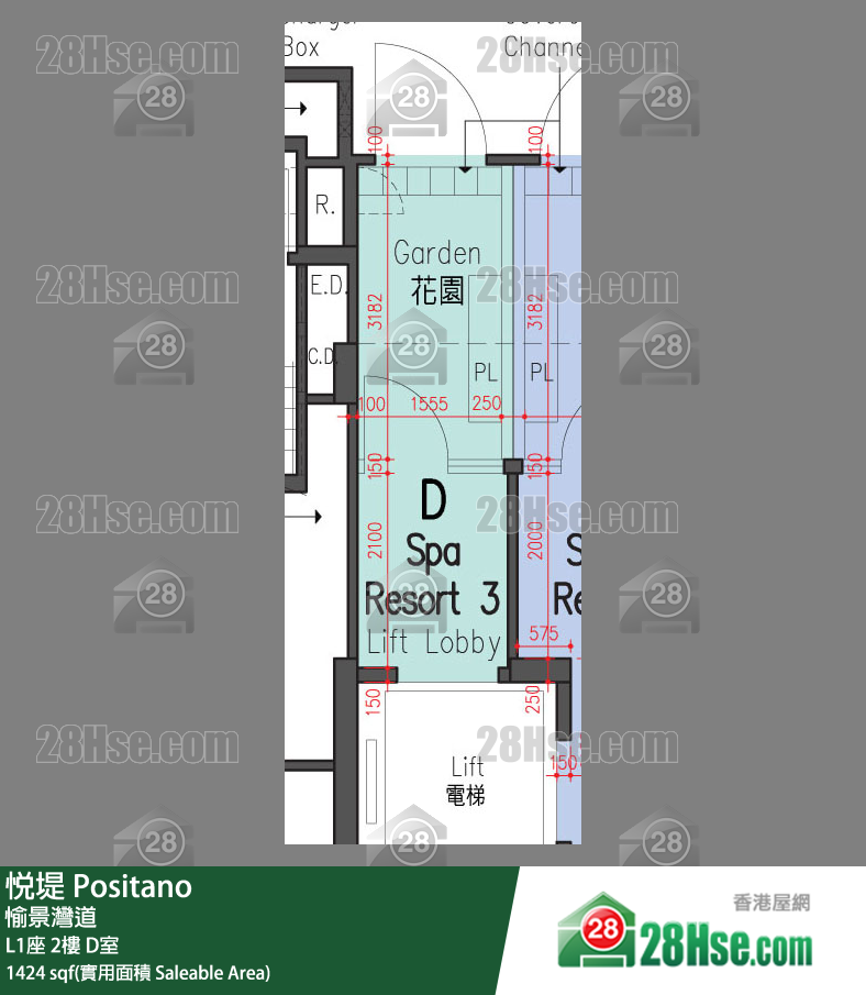 悅堤 L1座2樓 D室 平面圖