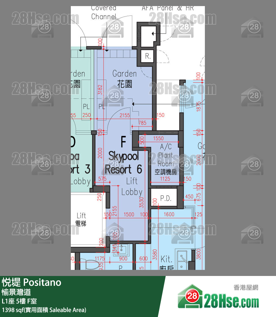 悅堤 L1座5樓 F室 平面圖