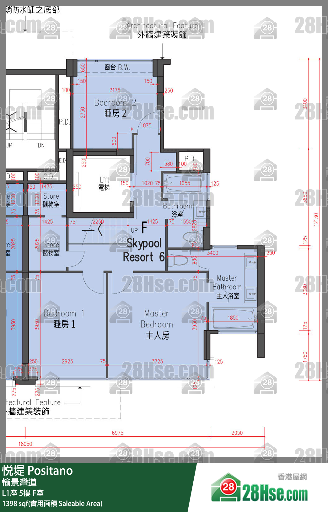 悅堤 L1座5樓 F室 平面圖