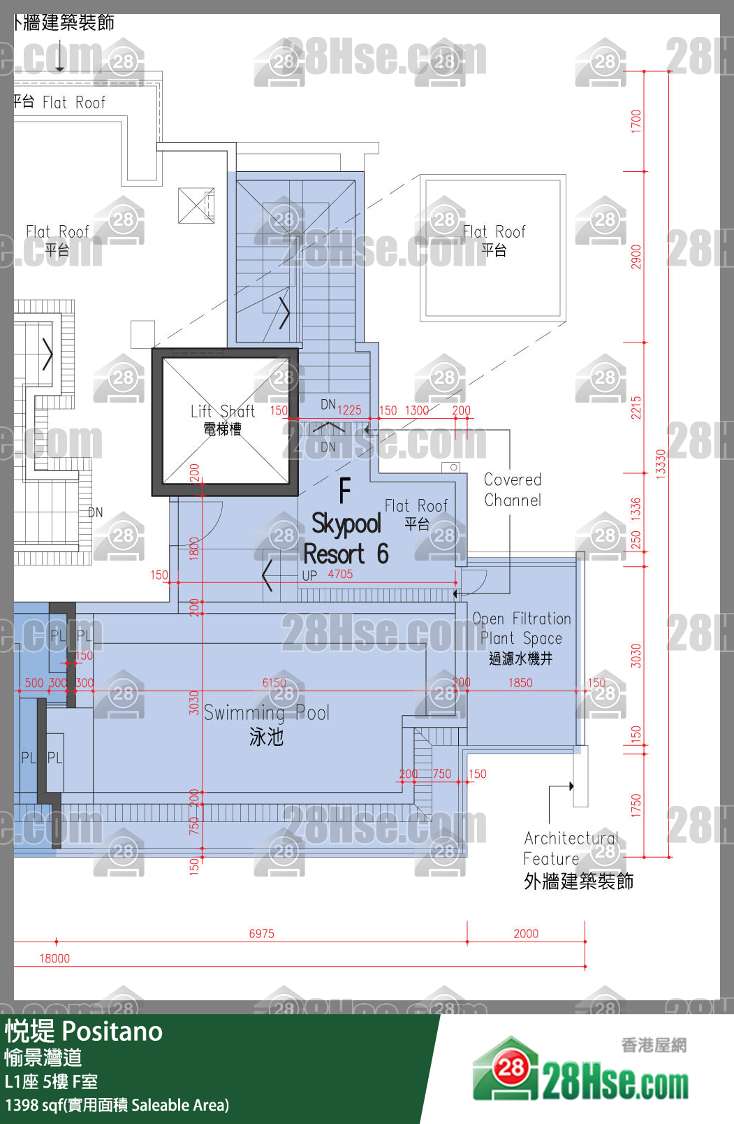 悅堤 L1座5樓 F室 平面圖