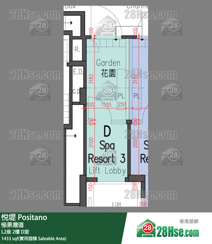 悅堤 L2座2樓 D室 平面圖