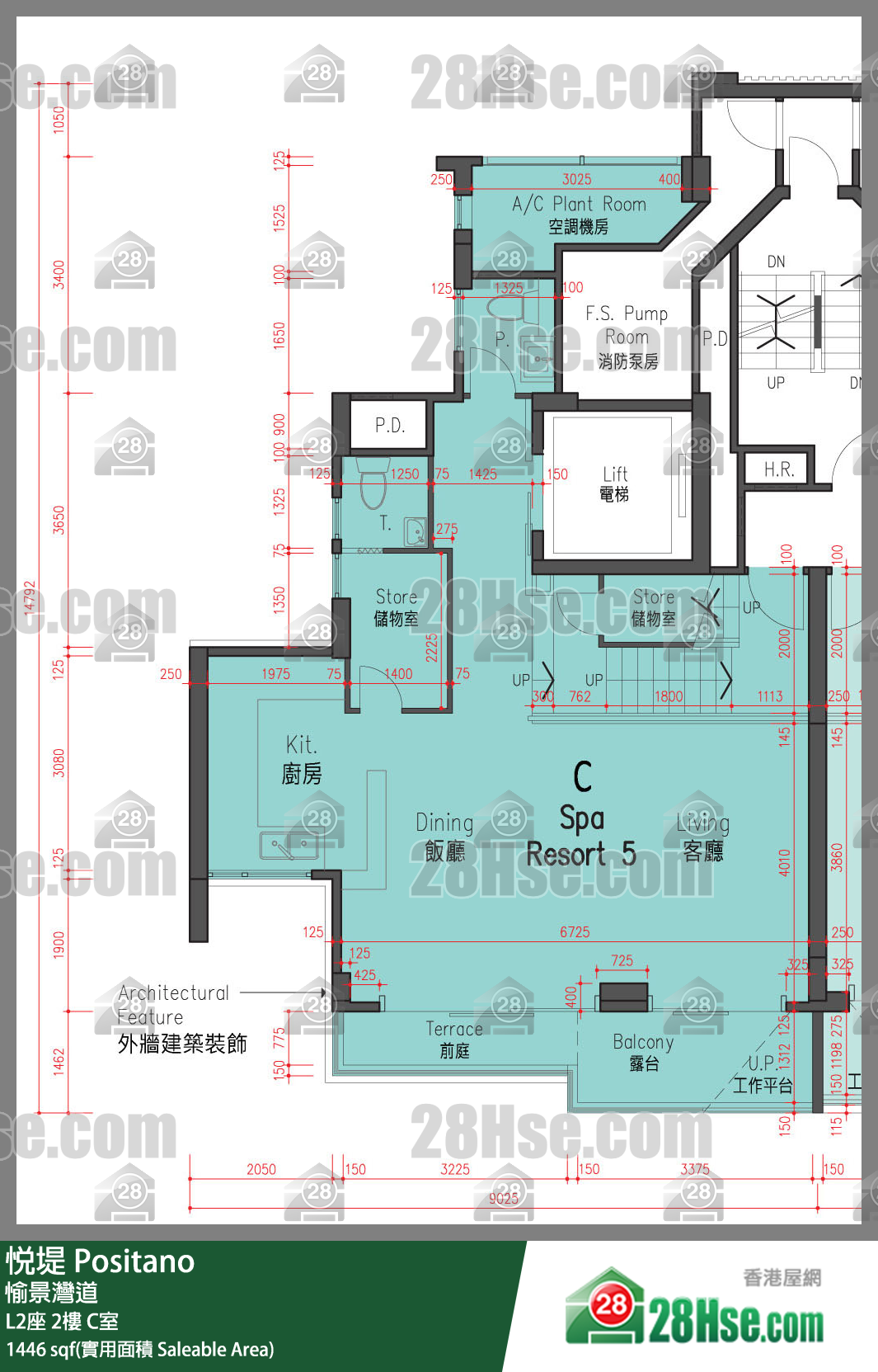 悅堤 L2座2樓 C室 平面圖