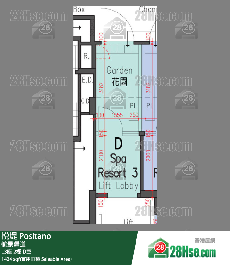悅堤 L3座2樓 D室 平面圖