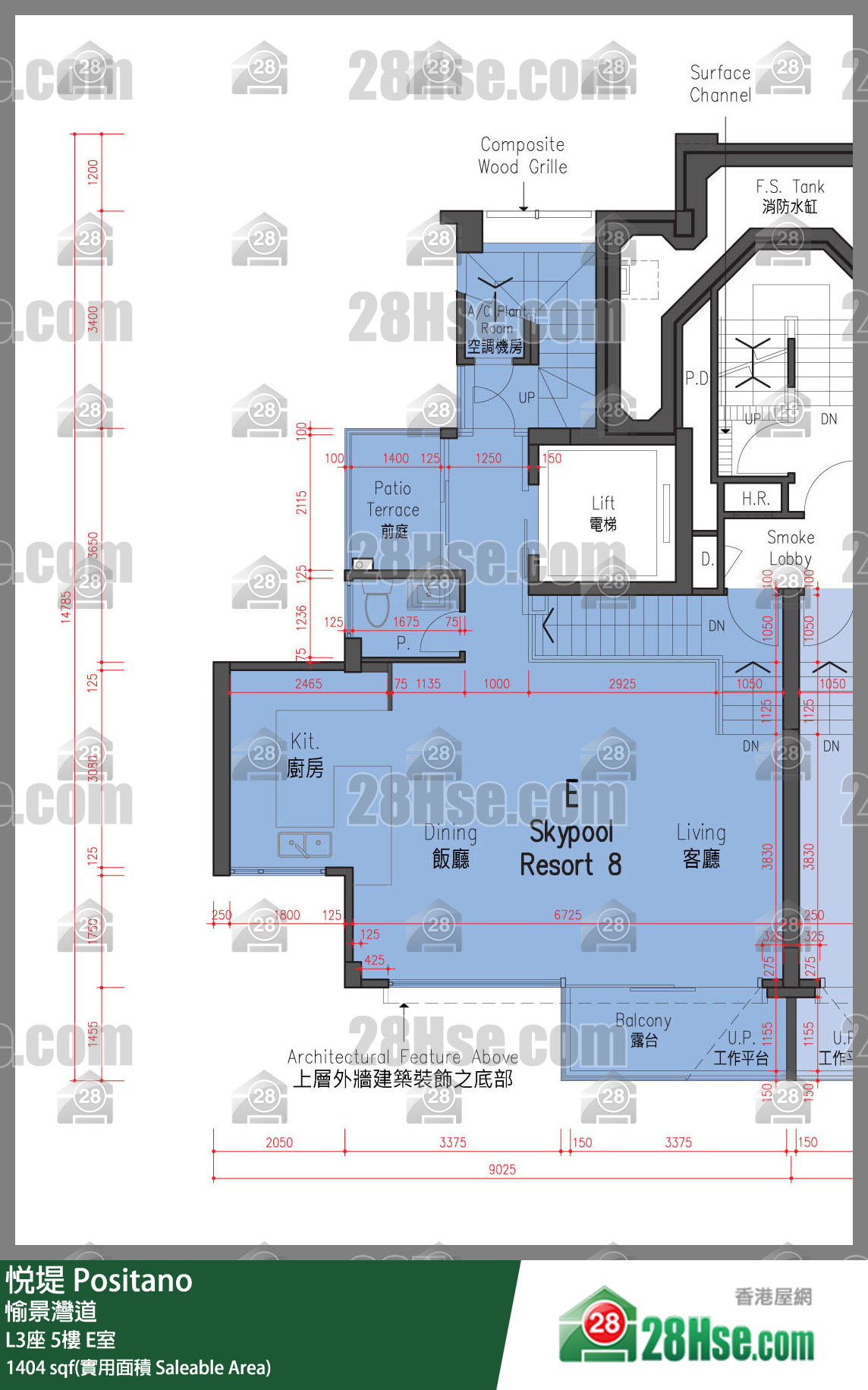 悅堤 L3座5樓 E室 平面圖
