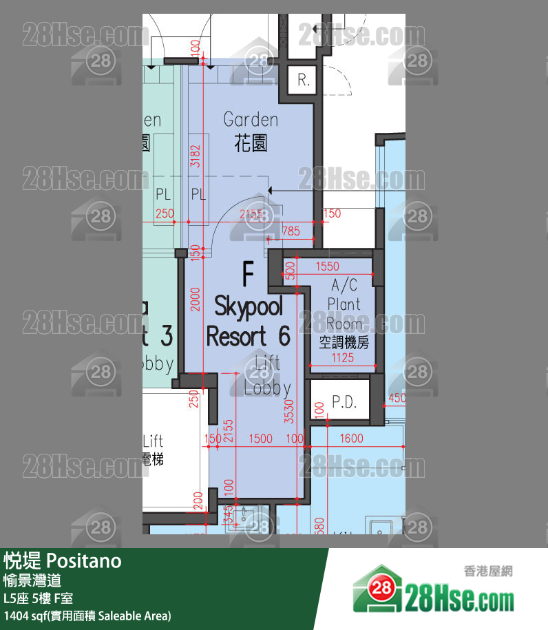 悅堤 L5座5樓 F室 平面圖