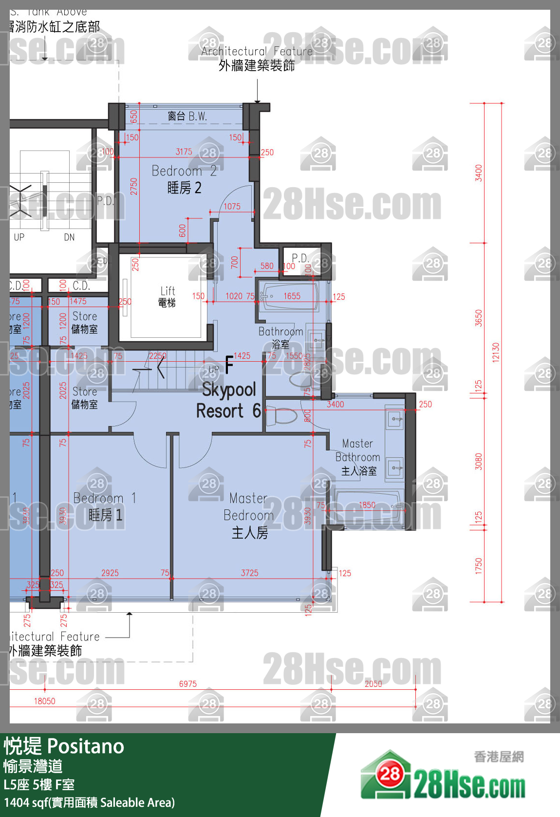 悅堤 L5座5樓 F室 平面圖