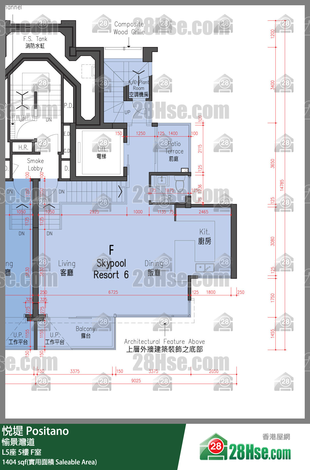 悅堤 L5座5樓 F室 平面圖