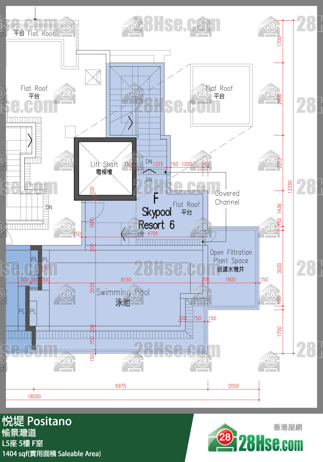 悅堤 L5座5樓 F室 平面圖