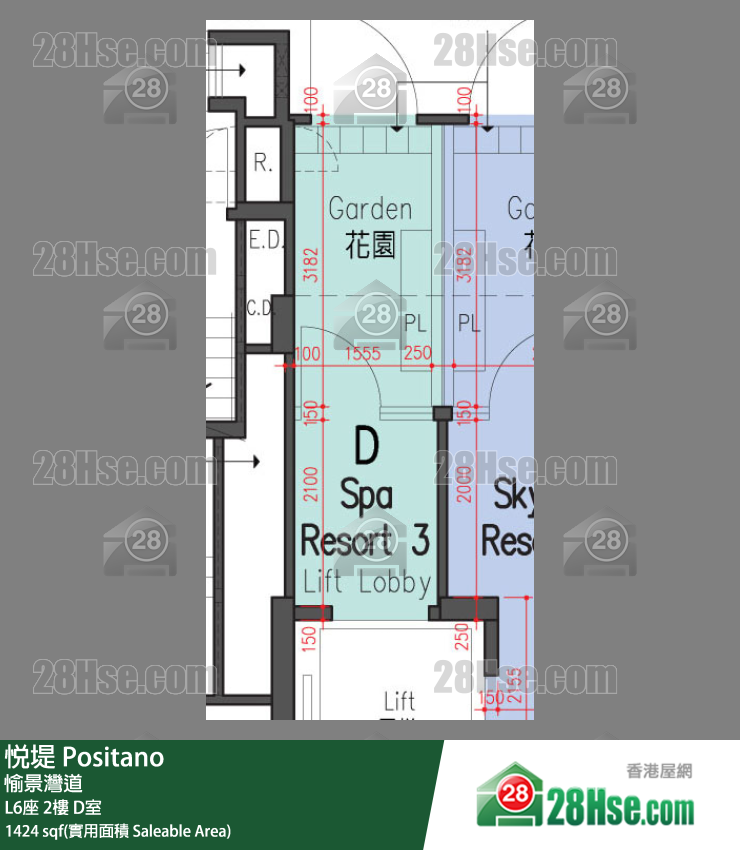 悅堤 L6座2樓 D室 平面圖