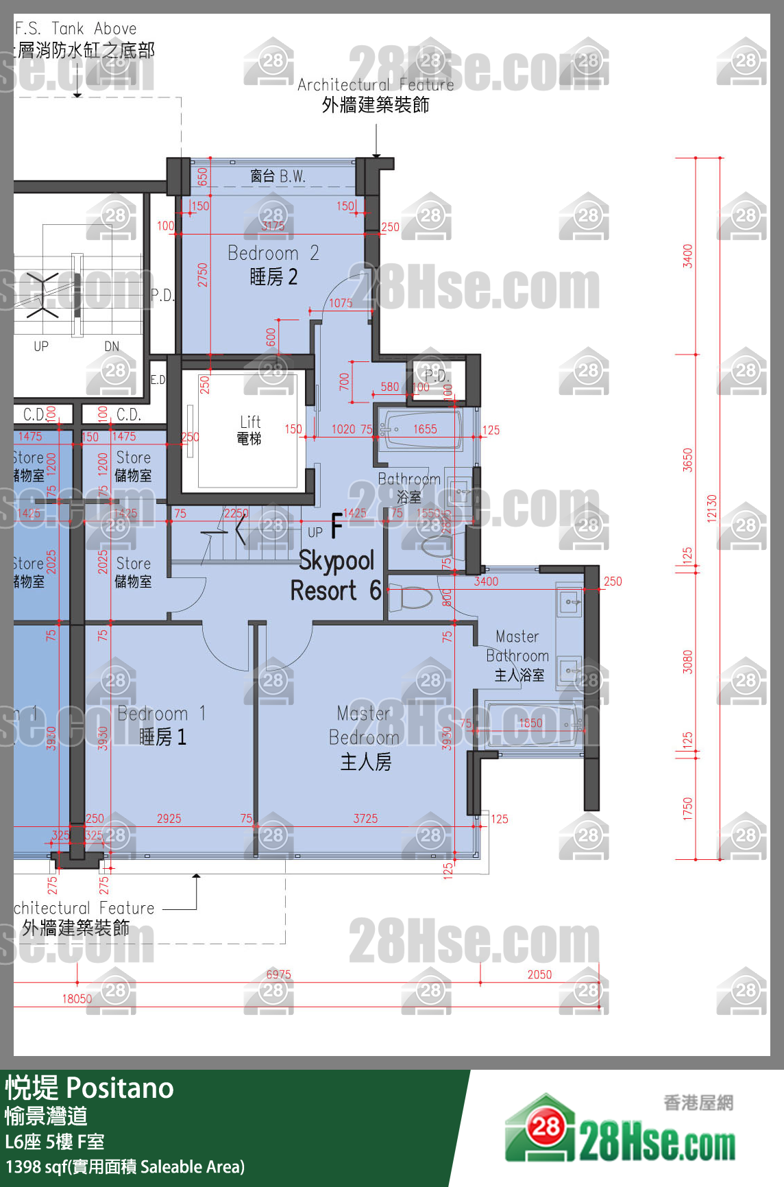 悅堤 L6座5樓 F室 平面圖