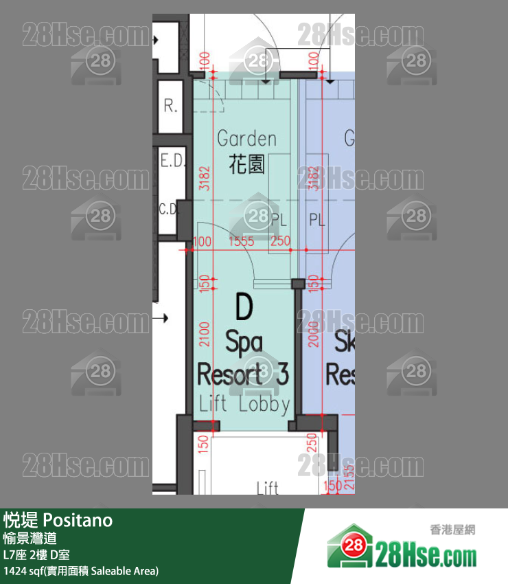 悅堤 L7座2樓 D室 平面圖