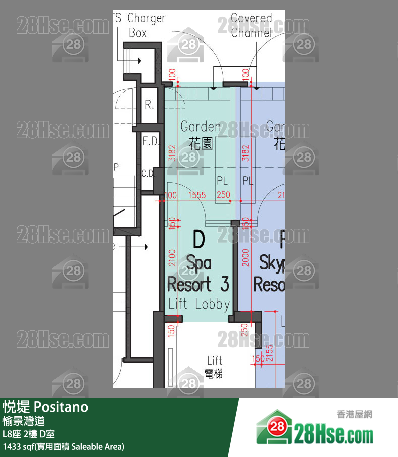 悅堤 L8座2樓 D室 平面圖