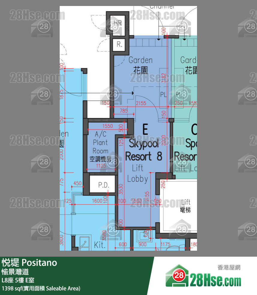 悅堤 L8座5樓 E室 平面圖