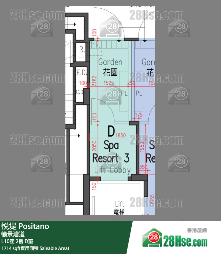 悅堤 L10座2樓 D室 平面圖