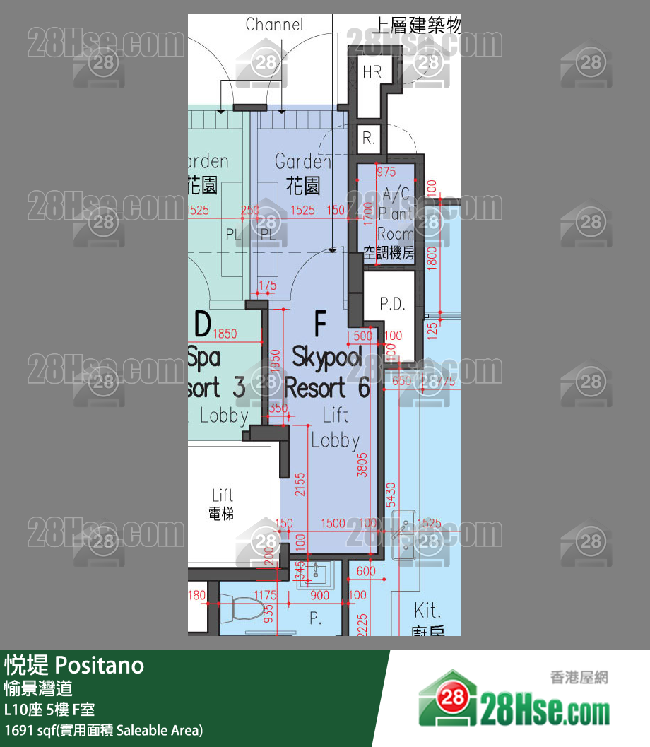 悅堤 L10座5樓 F室 平面圖