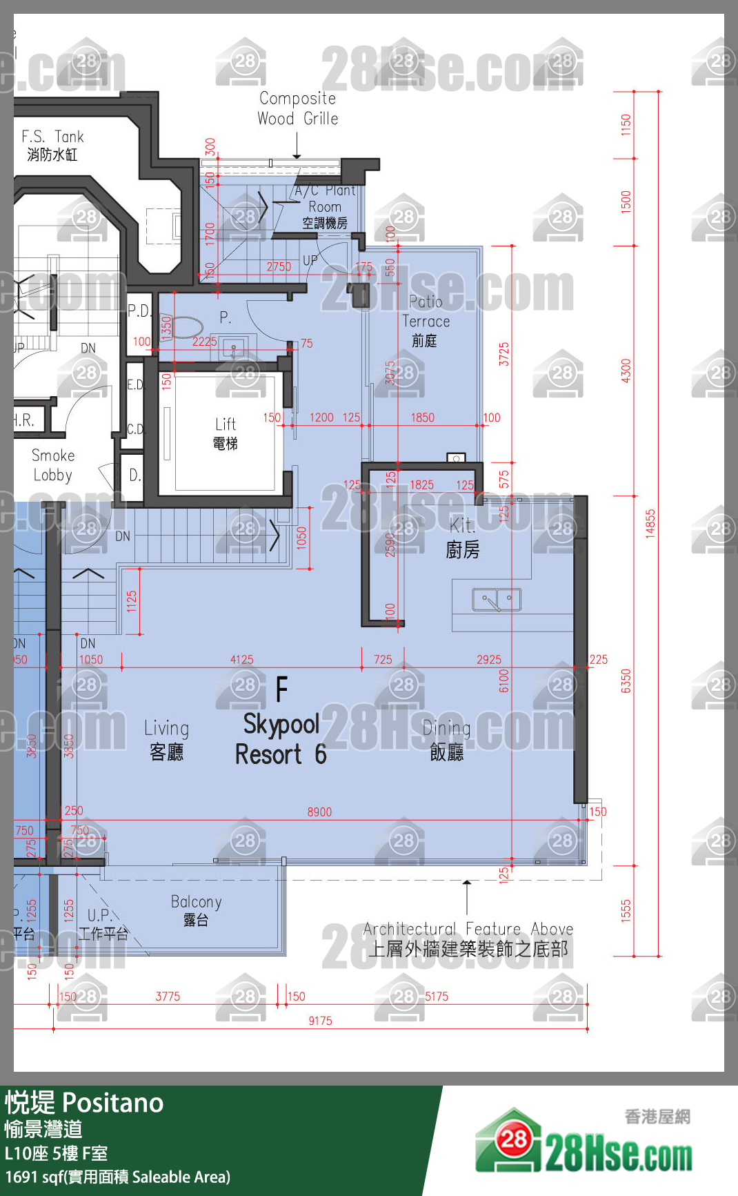 悅堤 L10座5樓 F室 平面圖