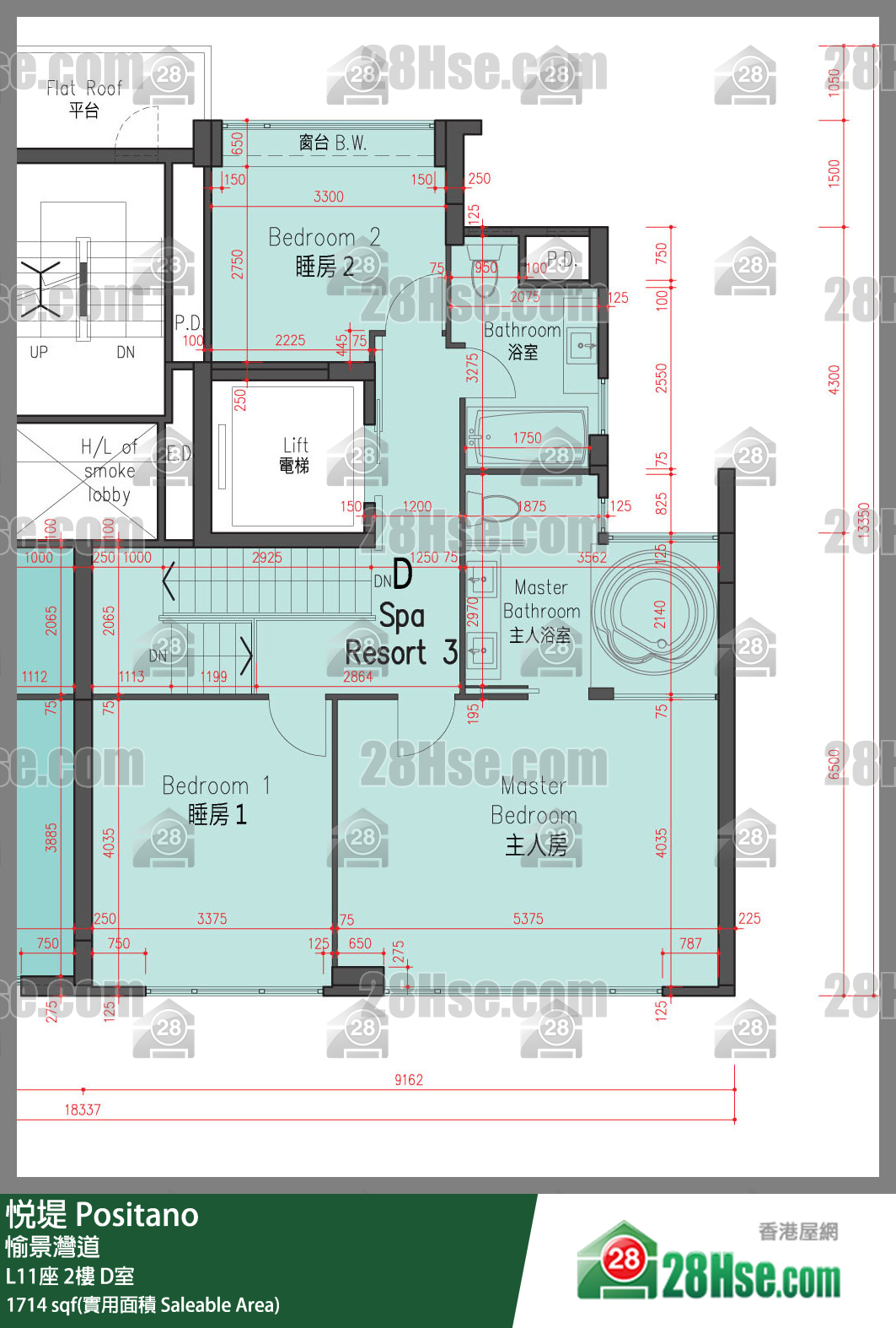 悅堤 L11座2樓 D室 平面圖