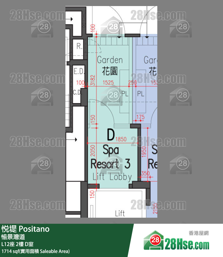 悅堤 L12座2樓 D室 平面圖