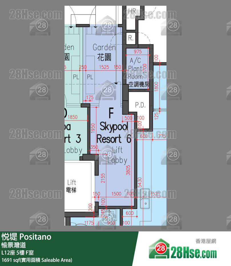 悅堤 L12座5樓 F室 平面圖