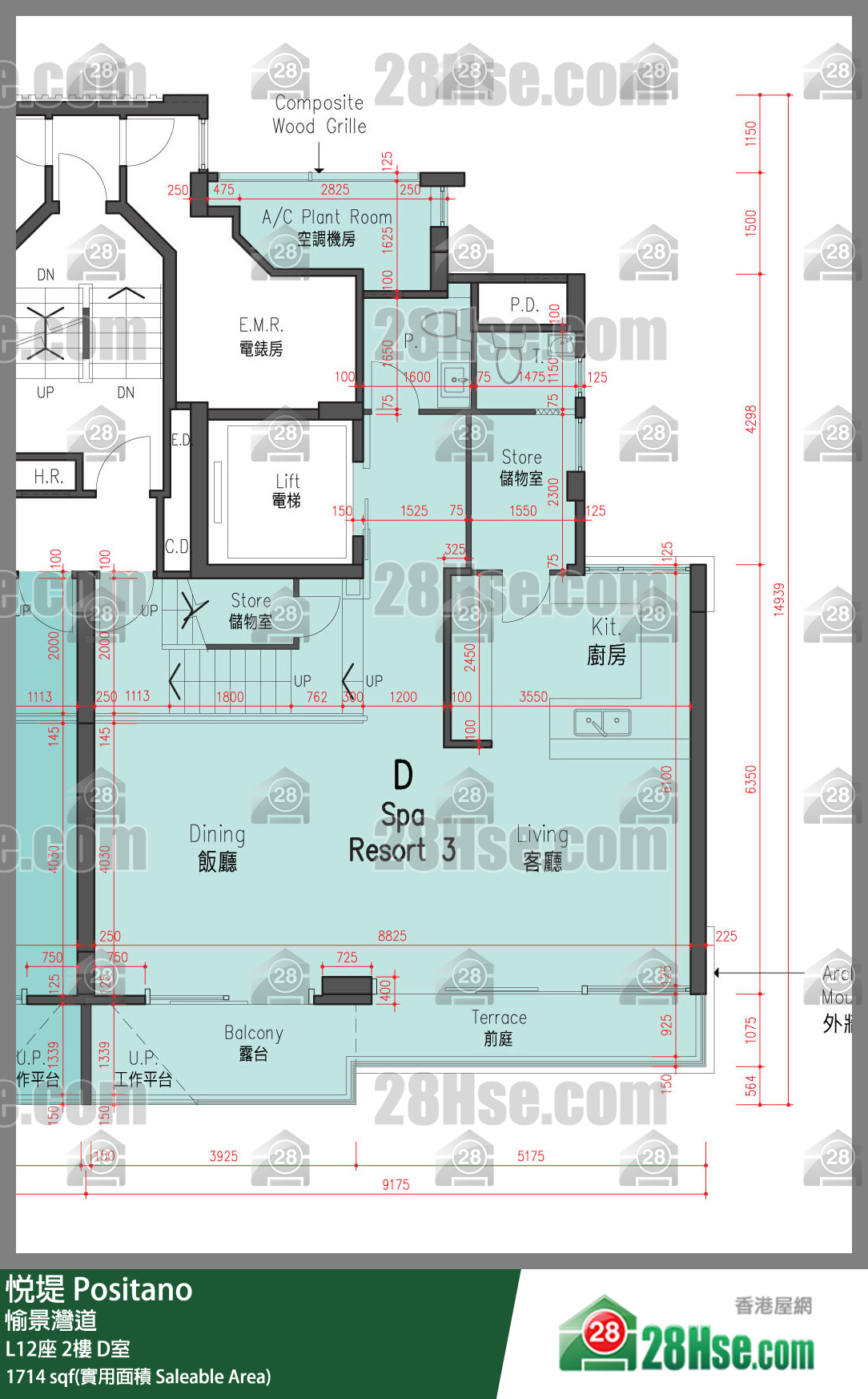悅堤 L12座2樓 D室 平面圖