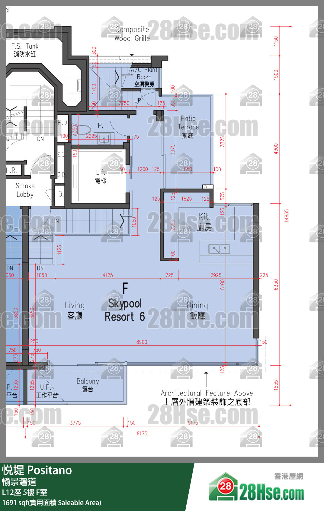 悅堤 L12座5樓 F室 平面圖
