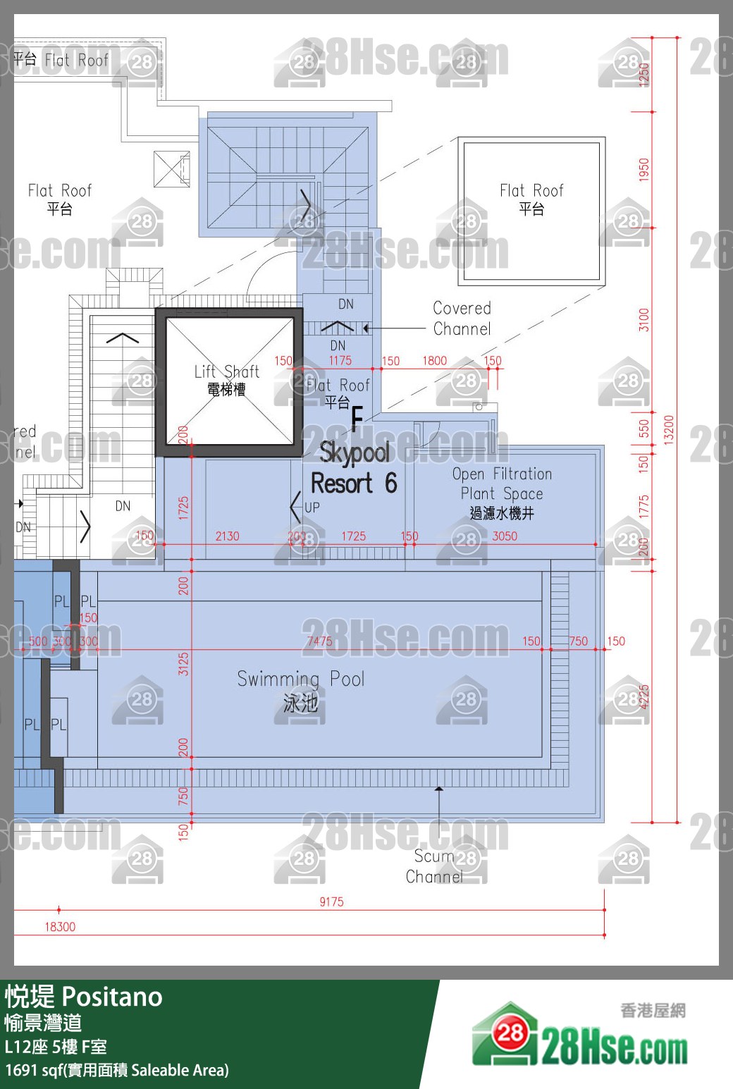 悅堤 L12座5樓 F室 平面圖